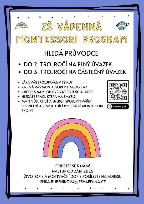 ZŠ Vápenná - MONTESSORI PROGRAM - nabídka práce